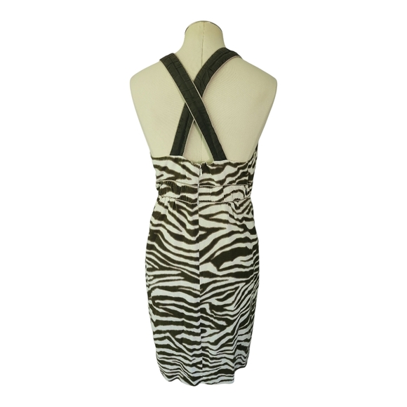 Banana Republic Zebra Print Halter Dress Size 10 100% Cotton Safari Y2K Vibes - Picture 5 of 11